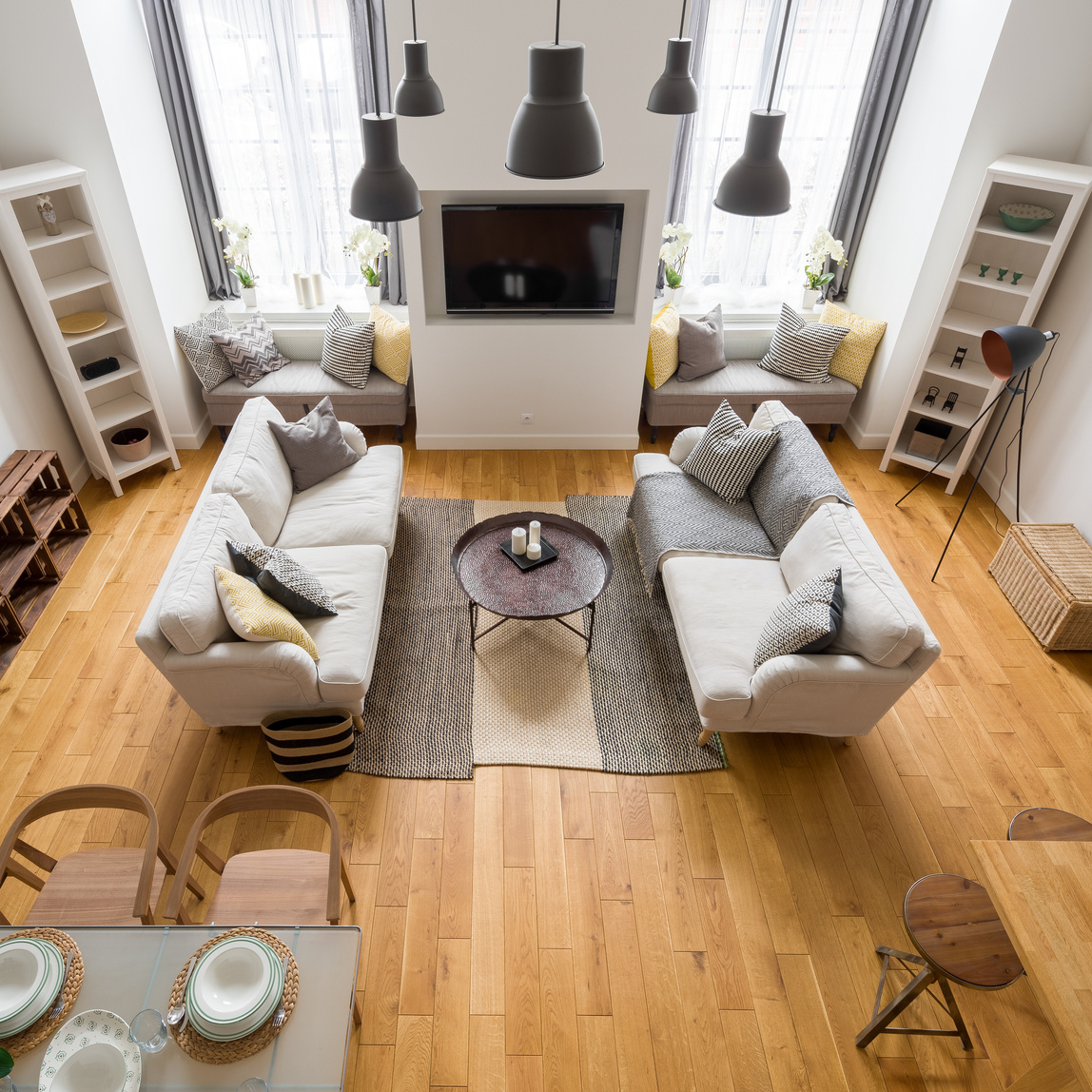 Living room with hardwood flooring